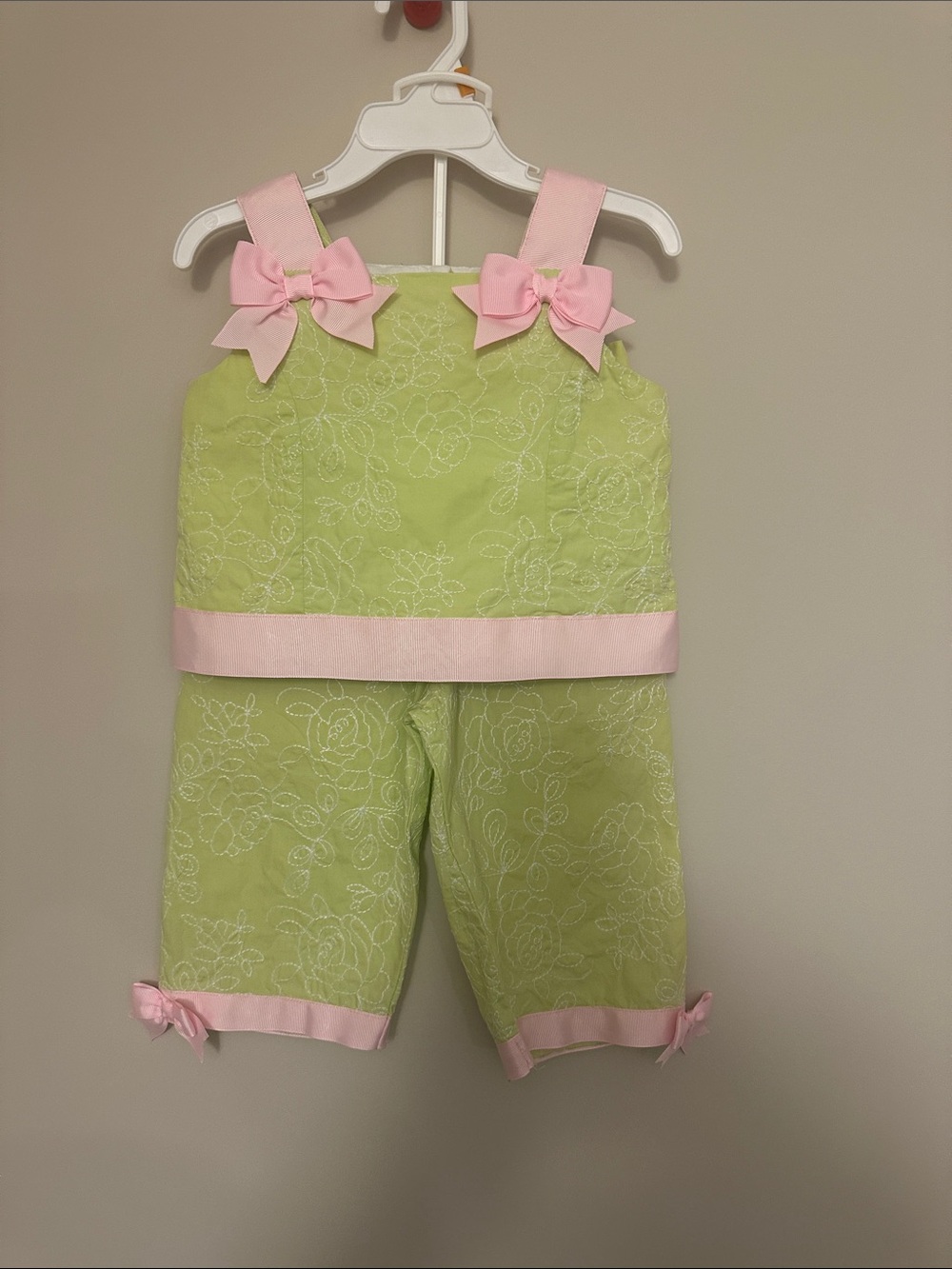 Girls 3T Rare Editions Lime Green and Pink Two-Piece Matching Set